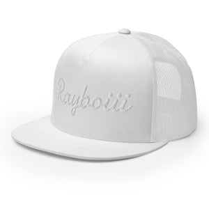 Rayboiii Classic Mesh Trucker Cap with Snapback in White