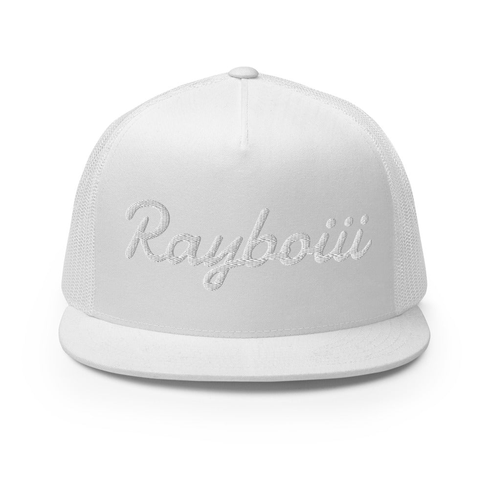Rayboiii Classic Mesh Trucker Cap with Snapback in White