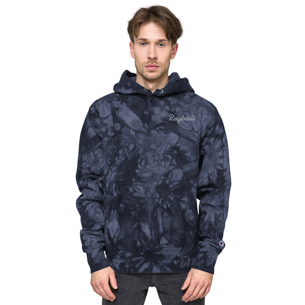 Load image into Gallery viewer, Navy Rayboiii X Champion tie &amp; dye hoodie

