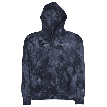 Navy Rayboiii X Champion tie & dye hoodie